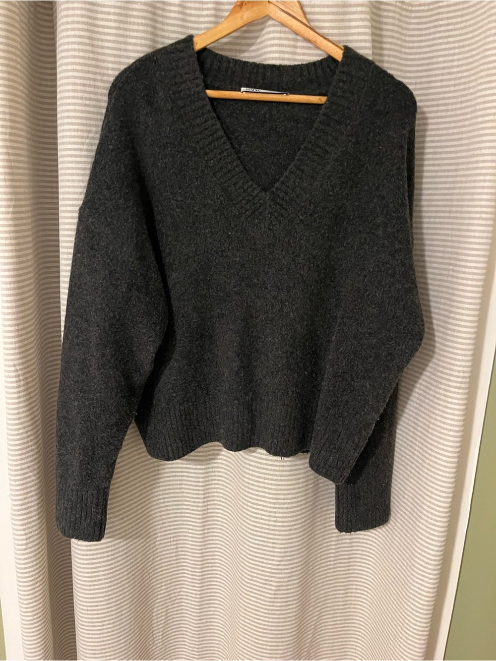 Zara Dark Charcoal V-Neck Sweater